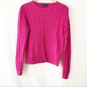 🧥 Ralph Lauren Pink Cable Knit Sweater Size XL